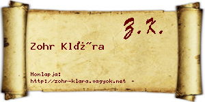 Zohr Klára névjegykártya